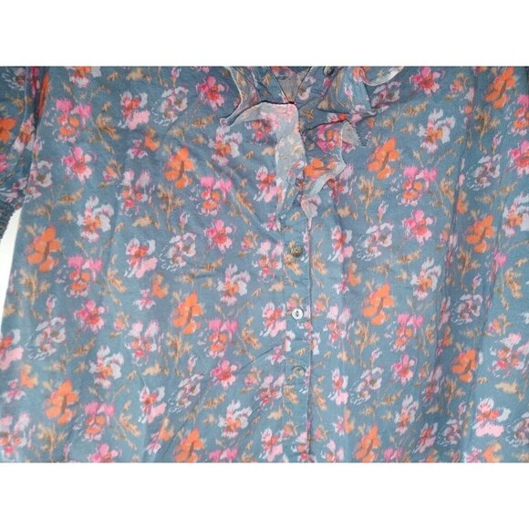 Sundance  Women's Jeanie Ruffle  Floral Button Up  Top Blouse  sz PM - Picture 5 of 13